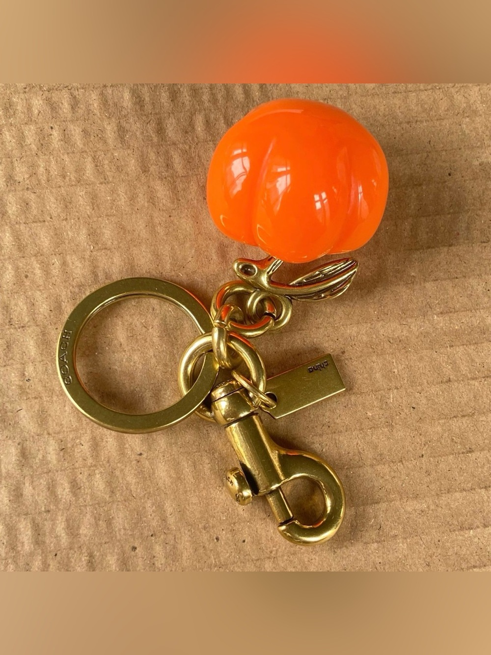 Coach Orange Pumpkin Charm ( keychain) with Gold Hardware - Picture 5 of 8